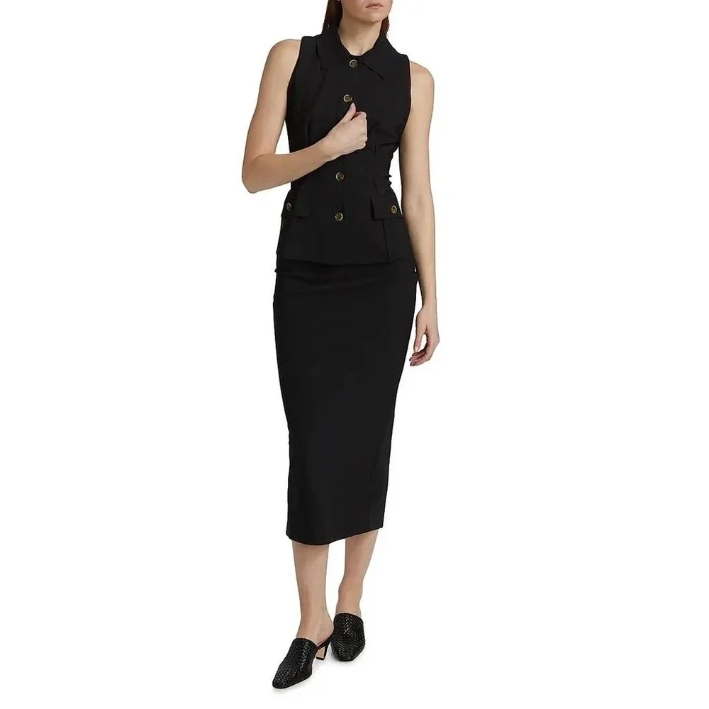 NWT Chiara Boni La Petite Robe Sumio Sleeveless Blazer Top in Black / Size 6